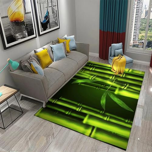 XINRUYI 3D Grüner Bambus Wald Bambusteppich Wohnzimmer Schlafzimmer Küche Badezimmer rutschfeste Matte Dekoration