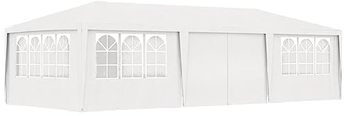 Homgoday Casa Mobilia Gazebo Professionale con Pareti 4x9 m Bianco 90 g/m², Gazebo da Giardino, Gazebo Ombrellone da Giardino Spiaggia Pesca Esterno Antivento per Arredo Giardino Terrazzo Ambienti