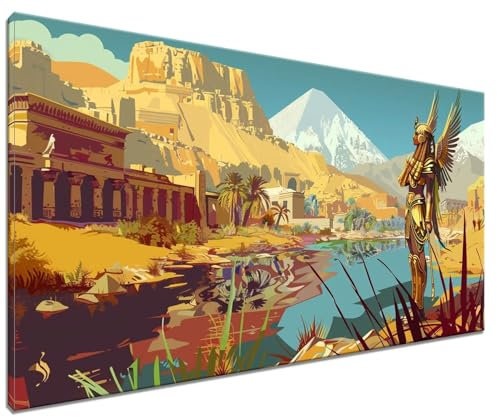 Peinture Numero Adulte, Egypte Kit de Peinture à l'huile sur Toile par Numéro, Femme Peinture par Numéros pour Enfants ou Débutants, Paint by Numbers for Adults avec Pinceaux et Pigment 40x50cm L-5