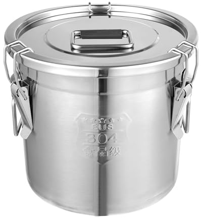 Apriltop 12L 304 Edelstahl Luftdichter Kanister,5-10kg Lebensmittel Vorratsbehälter mit Deckel und Verriegelungsklemme, Große Metall Getreidebehälter Mehlbehälter Kücheneimer zur Müsli Reis