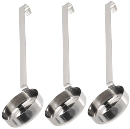 Ciieeo 3pcs Pizza Sauce Ladle Long Handle Ladle Sauce Serving Spoon Stainless Steel Flat Bottom for Baking Measuring Scoop