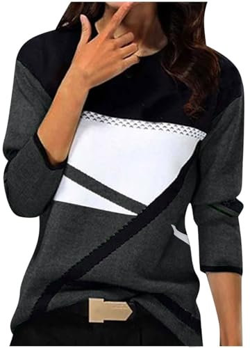 Pullover Damen Einfarbig Sweatshirt Langarm Rundhals Pulli Herbst Winter Langarmshirt Frauen Baumwolle Bluse Tops Locker Lässige Oberteil Sport Streetwear Teenager Mädchen Sportshirt ohne Kapuze