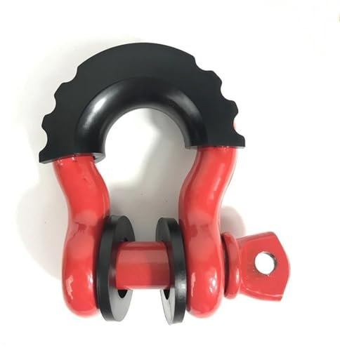 Abschleppseil Rostfreier 5/8 Zoll D-Ring-Schäkel mit Isolatoren und Unterlegscheiben, 19,5 Tonnen (42990 Pfund), maximale Bruchfestigkeit, 4x4-Abschlepphaken Synthetisches Windenseil-Kit(1pcs-Red blac