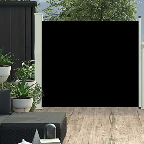 Tidyard Auvent latéral rétractable de Patio 100x300 cm Noir Protection de l'intimité et Vent, Paravent Store latéral, Abri Solaire Extensible Brise Vue pour Extérieur, Balcon, Terrasse