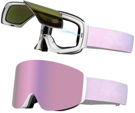 Occhiali da sci da donna, occhiali da sci magnetici per snowboard, accessori da sci, protezione UV400 per sci, motoslitta, alpinismo, pesca