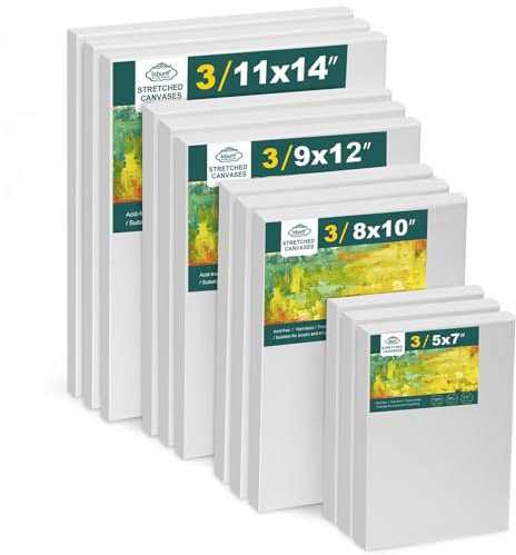 Inburit Leinwand zum Bemalen, 12 Stück 4 Größe Keilrahmen - Leinwände für Acryl, Ölfarbe für Künstler, Amateure