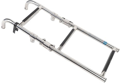 Ponton 3 marches, pontons Marins Pliables en Acier Inoxydable, échelle de Ponton arrière, échelle Pliante pour Ponton Bain, échelle d'embarquement pour Yachts Camping-Cars Bateaux