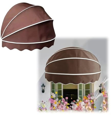 Tende Da Sole Per Porte E Finestre, Tettoia A Cupola Pieghevole Per Porte, Tende Cappottina Da Sole, Tettoia For Porta A Cupola, Tende Per Tutte Le Stagioni(Coffee,80cm/2.62ft)