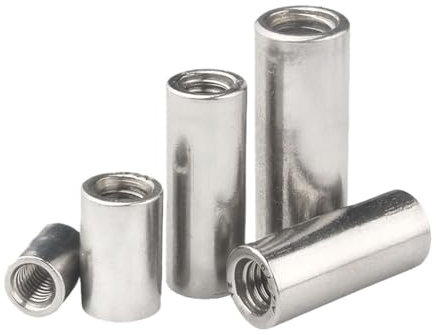 Runde lange Kupplungsmuttern, 304 Schweißmutter Edelstahl Erweiterte Verbindungsschraube Stangengelenk Zylindermutter M3 M4-M16(10PCS,M8x12x40)