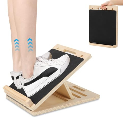Wadendehner aus Holz, Professionelles Schrägbrett Verstellbares Fitness Schrägbrett Stufenlos verstellbar bis 30 Grad Wadentrainer Wadenstrecker für Wadenstreckung, Fitnessstudio und Outdoor-Gebrauch
