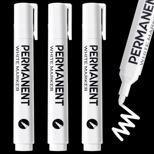 SEPVEL Permanent Marker Pens, 3 Pcs 2.0mm White Pens Waterproof and Quick Drying Paint Pens Permanent for Clothes, Stones, Rock Painting, Ceramic, Glass, Wood, Metal, Canvas, Tire Pen