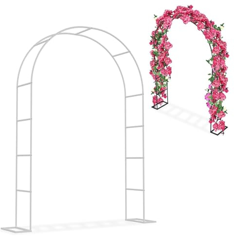 Robuste Rosenbogen Metall, Rostfrei Gartenbogen, Rankbogen für Kletterpflanzen, 80 160 200 220 230 240 300cm Stabil Gartenbogen Rankhilfe Für HochzeitsParty, Geburtstag, Rasendekoration(Weiß,W80 X H22