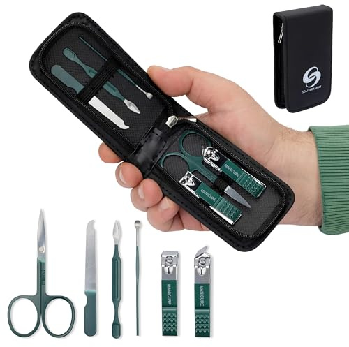 Kit Manicure Professionale 6 Pezzi in Custodia con Zip – Set tagliaunghie per Cura Unghie Mani e Piedi, da Viaggio o Uso Quotidiano