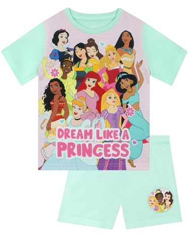 Disney Girls Pyjamas, Short Sleeve Princess Pjs, Kids Pjs For Summer, Cute Girls' Pyjama Sets, Ages 18 Months To 8 Years