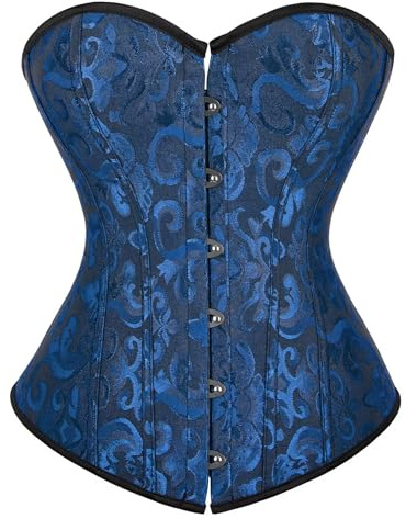 Grebrafan Corset Femme Broderie Bustier Classique L Noir Bleu