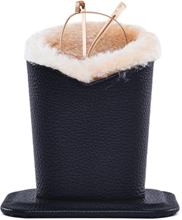 Support pour lunettes | Support de lunettes doublé en peluche – Pochette de protection en cuir synthétique, organisateur anti-rayures pour camarades de classe, collègues, amis, Noir, Refer