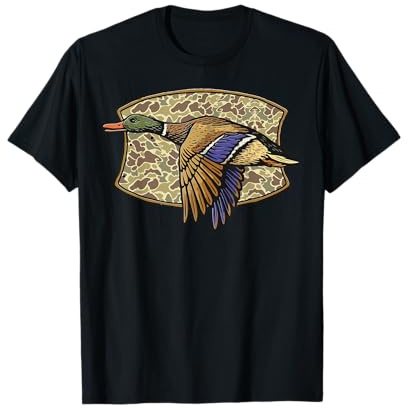 Fliegende Stockente Camouflage Camo Duck Jagd Camo Jäger T-Shirt