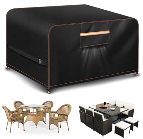 Housse Table De Jardin Avec éVent D’Air 420D Oxford Housse Protection Salon De Jardin Protection Table Exterieur 250x250x90CM Exterieur Impermeable RéSistance Au Vent