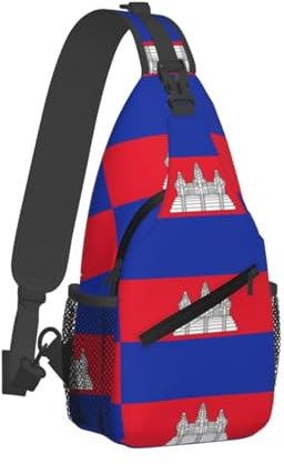 Schultertasche Kambodschanische Flagge Slingtasche Freizeit Leichte Chest Herren, Für Radfahren, Sports, Outdoor