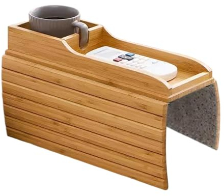 Bandeja portavasos para sofá: innovadora mesa plegable con reposabrazos para sofá, organizador multifuncional con soporte seguro para bebidas | Práctica bandeja para el brazo para su teléfono, control