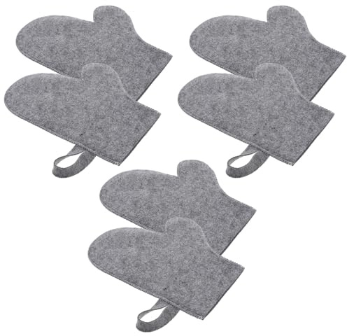 Veemoon 6pcs Sauna Heat-resistant Gloves for Showering Spa Glove Soft Felt Bathing Easy to Dry for Home Saunas and Steam Use