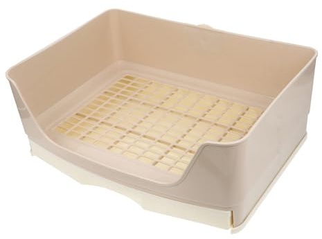JOINPAYA Bac à Litière pour Lapin en Plastique Beige Tiroir, Facile à Nettoyer et Grand Espace, pour Lapins Adultes et Cochons d'Inde