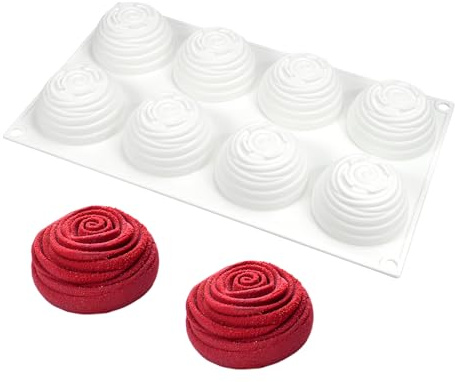 XiaoShenLu Moldes de silicona para pastel de mousse, molde para hornear 3D para pasteles, postre francés, pastelería, helado, vórtice rosa