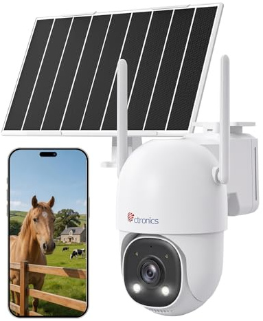 Ctronics Telecamera di Sorveglianza AOV 24/7 Solare 4G, Auto-Inseguimento | 8W Pannello Solare, 13500mAh Batteria,Supporto SIM,Visione Notturna Colore 30m–tutto senza WiFi,PTZ, IP66