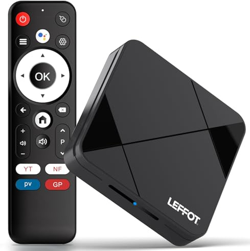 Android 14 TV Box 2026, 2Go RAM 16Go ROM, LEFFOT 4K Ultra HD Boitier TV | Boitier IP-TV Streaming avec Contrôle Vocal, 2.4G & 5G WiFi 6, BT 5.4, USB 3.0, RK3518 Quad-Core A53