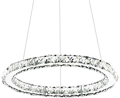 Kristall-Kronleuchter, Esszimmer, Wohnzimmer, Kronleuchter, verstellbare Hängeleuchte, Deckenleuchte, LED-Leuchten, dreifarbiges Licht, 90 cm (35 Zoll)