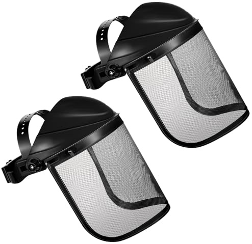 Hestya 2 Pcs Safety Face Shield Adjustable Safety Helmet with Visor Chainsaw Helmet Strimmer Face Protection Shield Forestry Hat for Gardening Logging Lawn (Black)