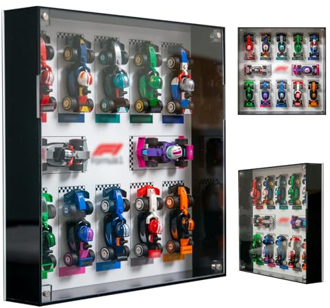 NOVDA Acryl-Vitrine, kompatibel mit Lego Collectables F1 Race Cars 71049, Mini F1 Speed Champions, Wandhalterung, Schautafel für Heimkollektion, Dekorrahmen, 26,9 x 26,9 cm (ohne Modelle)