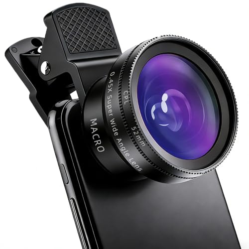 Macro & Wide Angle Lens for iPhone, Phone Camera Lens Kit with CPL Polarizing Filter & 47–52mm Adapter Ring, Professional iPhone Camera Lens Accessories for Photography