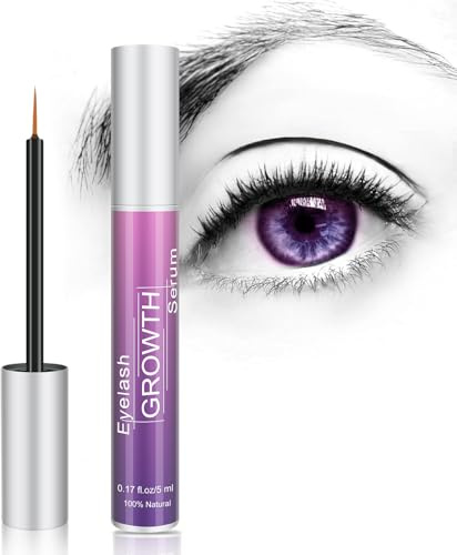 Eyelash Growth Serum,Lash Growth Serum & Natural Eyebrow Enhancer Formula for Long Thickening Nourishing and Moisturizing Nourish Damaged Lashes Irritation Free-5ML