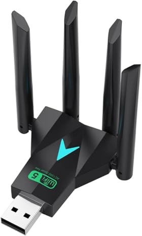 Ehwisbe Adaptador USB WiFi de 1300Mbps Dongle Wi-Fi de Doble Banda 2,4G/5Ghz USB3.0 Receptor Inalámbrico de 4 Antenas 802.11AC de Alta Velocidad