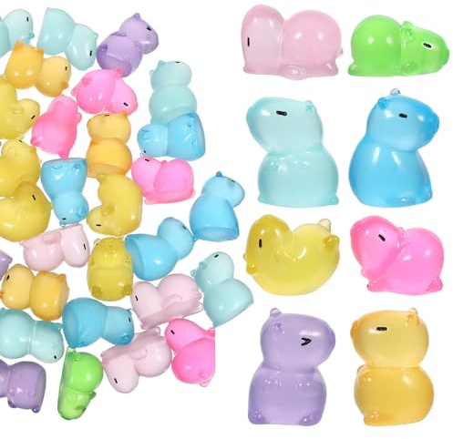 WOFASHPURET Figuras de Resina de Animales Pequeños Luminosos, Mini Animales Brillantes Decorativos para Jardín de Hadas, Set de 40 Piezas 8 Modelos, Adornos de Escritorio para Micro Paisaje