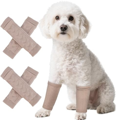 PUMYPOREITY 4 Piezas Codera para Perros, Protector De Codo, Vendaje para La Rodilla De Perro, Cubre Patas para Evitar Que Se Laman(Canela, L)