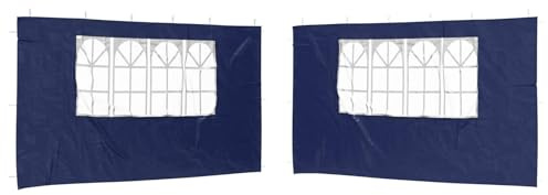Roanoer Juego de 2 carpas laterales de 400 x 195 cm, color azul, pabellón, paneles laterales de polietileno y acero con ventanas decorativas para carpas de jardín, cenadores y eventos al aire libre