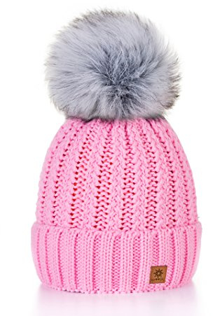 morefaz Kvinnors mössa kristaller hatt kristall stor pom-pom-hatt varm vintermössa MFAZ Ltd (rosa)