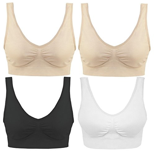 Boolavard 4 Stycken Comfort Bh - Sömlös Bustier för Fritid och Sport, Sporttopp, Formbysthållare Topp, Set Med 3 Färger + Gratis Beige, L - Brustumfang 38.5-40in EU 38-40