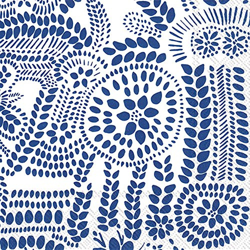 Boston International IHR Marimekko Lunch Paper Napkins, 6.5 x 6.5, Nasia White/Blue,L771094