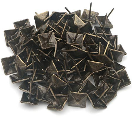 Pxyelec Paquete de 50 clavos decorativos cuadrados vintage para muebles de tapicería de 14 x 20 mm, clavos decorativos de metal de hierro para muebles, sofá, silla, tableros de madera