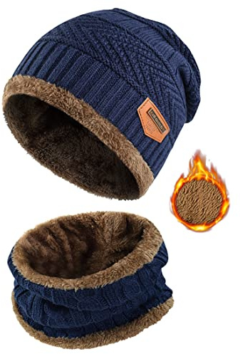 heekpek Gorro Invierno Hombre con Bufanda, Calentar Sombreros Gorras Beanie de Punto Gorro y Bufanda Invierno Hombre Beanie con Bufanda