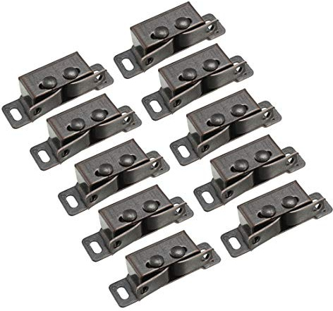 uxcell Retro Wardrobe Door Iron Double Ball Roller Catch Latch, Copper Tone 10pcs