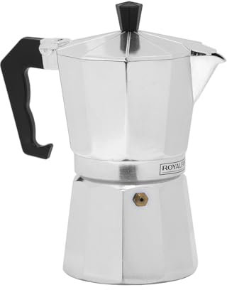 Royalford Italian Espresso Coffee Maker - Italian Style Stovetop Moka Pot with Gasket and Filter Included (6 Cups/300ML) - Traditional Stovetop Coffee Maker, Aluminium