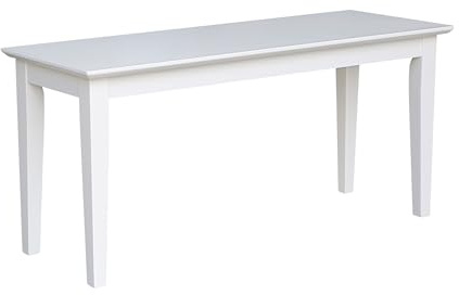 Shaker-stil solid parawood kök/matsalsbänk, 91 cm B x 35 cm D x 45 cm H, robust sittplats för entré, vardagsrum, familjerum eller frukostbrus, enkel montering, ofärdig, klar att färga eller måla