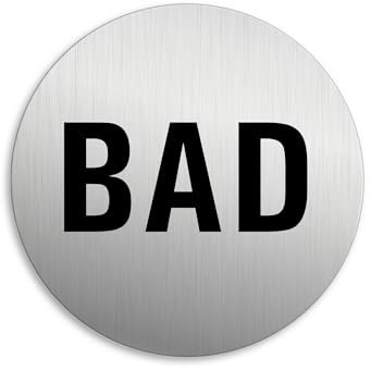 Schild Bad Ø 75 mm Türschild aus Aluminium Edelstahloptik selbstklebend