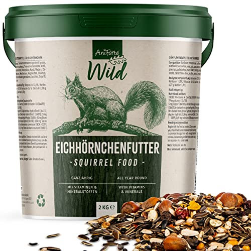AniForte Wild Artgerechtes Eichhörnchenfutter 2kg mit extra Haselnüssen - Premium Ganzjahres Futter für Eichhörnchen & Streifenhörnchen, ausgewogen von Wildtier Experten entwickelt