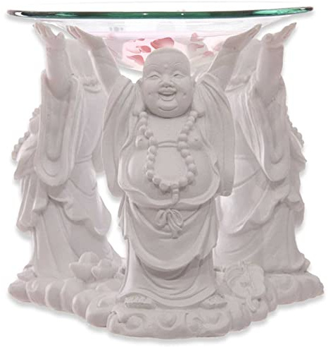 mtb more energy Duftlampe ''Happy Buddha'' - Duftlicht Aromalampe Teelichthalter - Höhe 11 cm - Figur Geschenk Deko