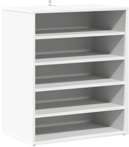 vidaXL Schuhschrank 5 Ablagen Wand Schuhkommode Schuhregal Schuhablage Schuhständer Schuhaufbewahrung Schuhorganizer Weiß 60x35x70cm Holzwerkstoff